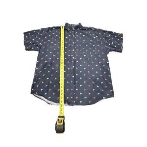 Vintage Chaps Ralph Lauren Yacht Flags Print Button Down Shirt Blue Size XL